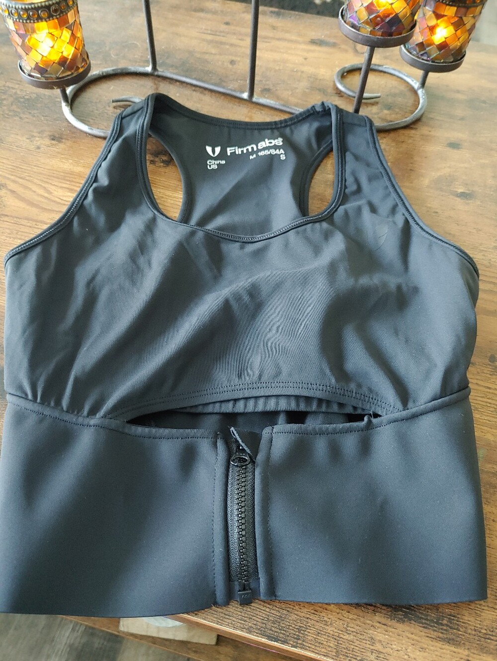 NWOT Small Firmabs Black Racer Back Compression Sports Bra